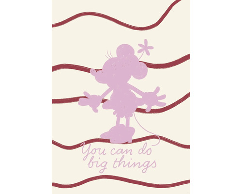 Illustratie met Minnie Mouse silhouet en de tekst Je kunt grote dingen doen.