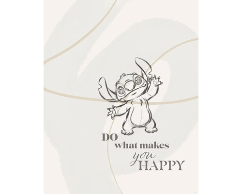 Illustratie met het opschrift Doe wat je gelukkig maakt en een getekend stripfiguur