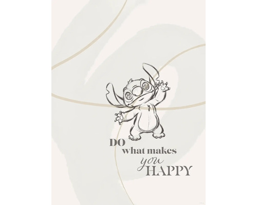 Illustratie van Stitch met het opschrift Doe wat je gelukkig maakt