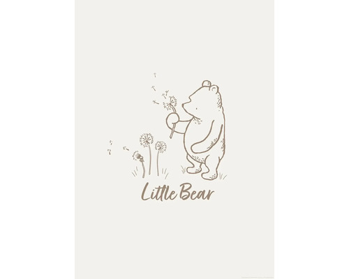 Illustratie van een kleine beer die een paardenbloem vasthoudt