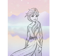 Illustratie van Elsa uit Frozen tegen een berglandschap