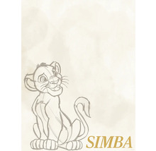 Schets van Simba uit The Lion King met gouden letters