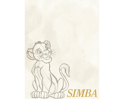 Schets van Simba uit The Lion King met gouden letters