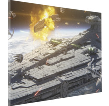 Canvas schilderij met een ruimteschipgevecht in de ruimte