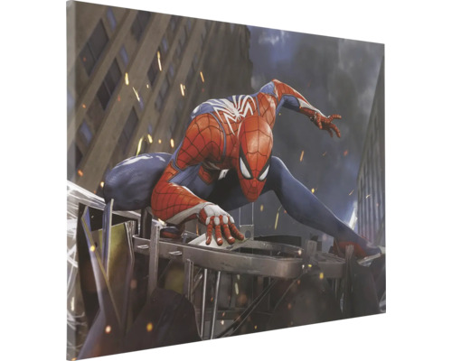 Canvasprint met Spider-Man motief voor een stadsgezicht