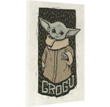 Grogu wanddecoratie in blokdrukstijl