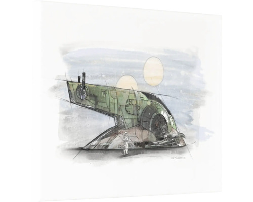 Illustratie van een ruimteschip met een figuur