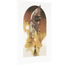 Star Wars kunstdruk met ruimteschip en figuur