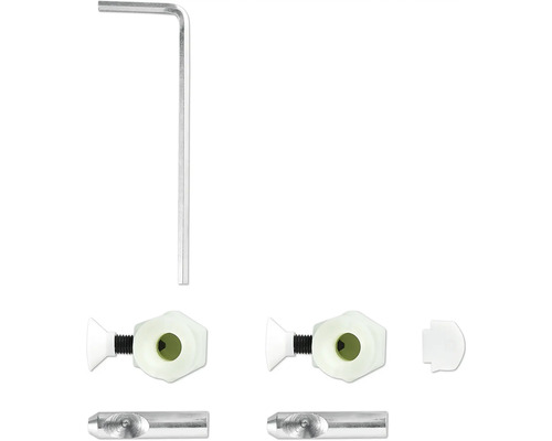 Montageset voor radiatorbevestiging met inbussleutel