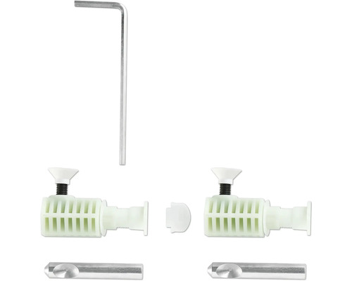 Meubelverbindingsset met inbussleutel, kunststof verbindingsstukken en metalen pennen