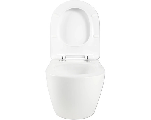 Wandcloset met diepe spoeling, open spoelrand en toiletdeksel