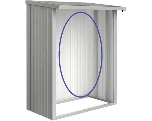 Metalen gereedschapsschuur zonder deur