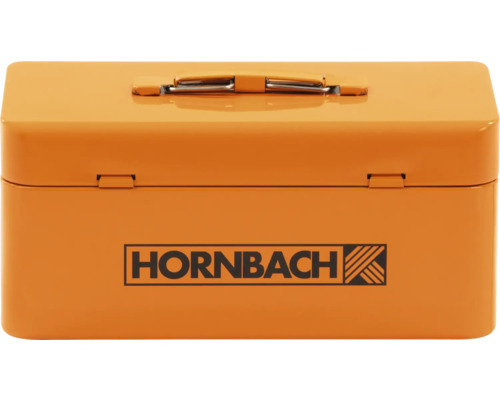 Metalen gereedschapskist met Hornbach logo Metalen gereedschapskist met Hornbach logo