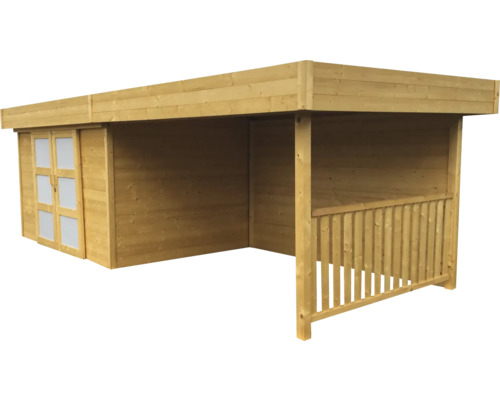 Houten tuinhuis met overdekt terras