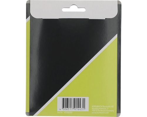 Productverpakking met streepjescode en Hornbach adres