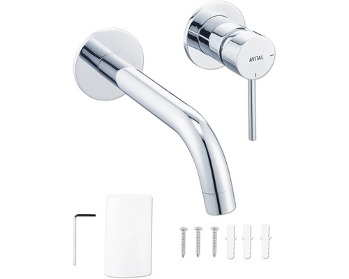 Wastafelkraan voor wandmontage met accessoires