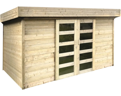 Houten tuinhuis met schuifdeur