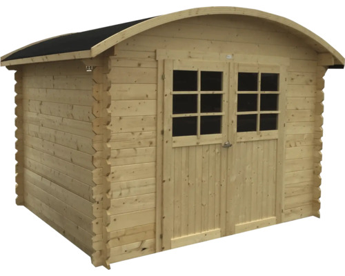 Houten tuinhuis met dubbele deur en ramen