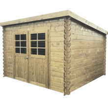 Houten tuinhuis met dubbele deur en ramen