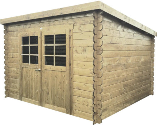 Houten tuinhuis met dubbele deur en ramen