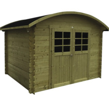Houten tuinhuis met dubbele deur en ramen