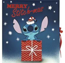 Decoratie met Stitch figuur in cadeauverpakking met de tekst Merry Stitch-mas