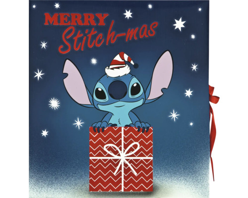 Decoratie met Stitch figuur in cadeauverpakking met de tekst Merry Stitch-mas