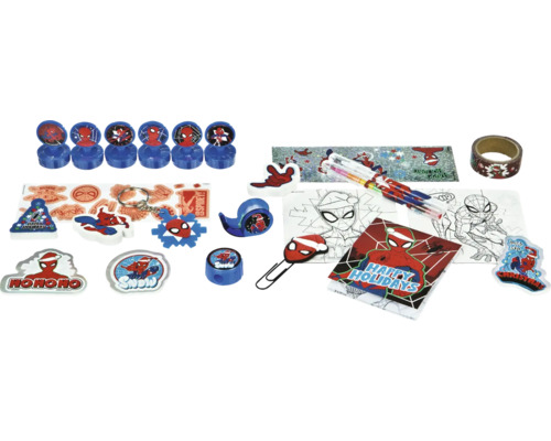 Spiderman schrijfwaren set met stempels, stickers, pennen en notitieblokken