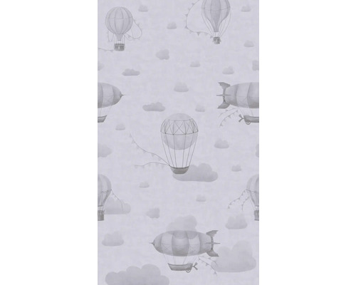 A.S. CRÉATION Fotobehang vlies 77061-2 Lilly & Luis luchtballonnen grijs Behang met een motief van luchtballonnen en luchtschepen