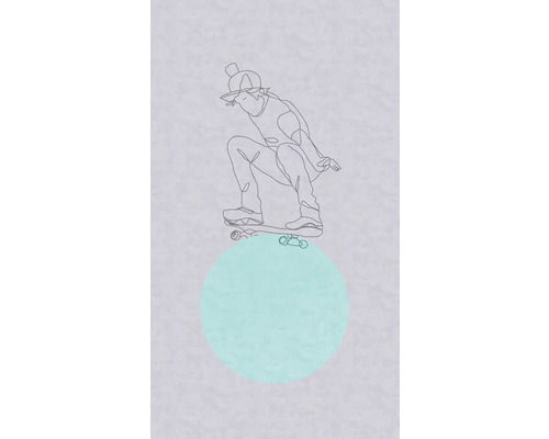 A.S. CRÉATION Fotobehang vlies 77068-1 Lilly & Luis skateboarder grijs Getekende persoon met pet op een skateboard