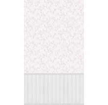 Behang met bloemmotief en houten lambrisering