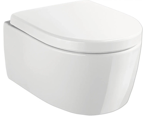 GEBERIT Hangend toilet rimless iCon compact glans wit incl. softclose wc-bril met quick-release Wandcloset diepspoel van sanitairkeramiek met toiletzitting