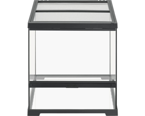 Glazen terrarium met bovenframe en ventilatie
