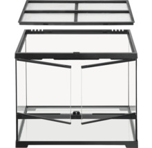 Glazen terrarium met deuren aan de voorkant en afneembaar deksel