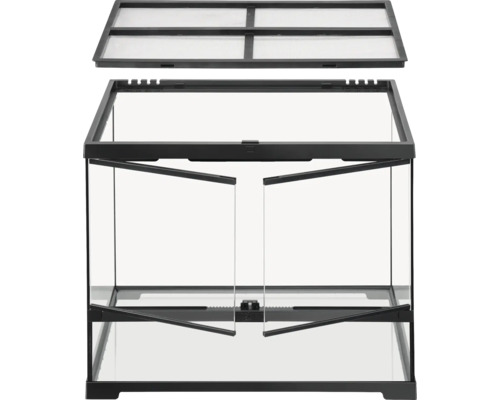 Glazen terrarium met deuren aan de voorkant en afneembaar deksel
