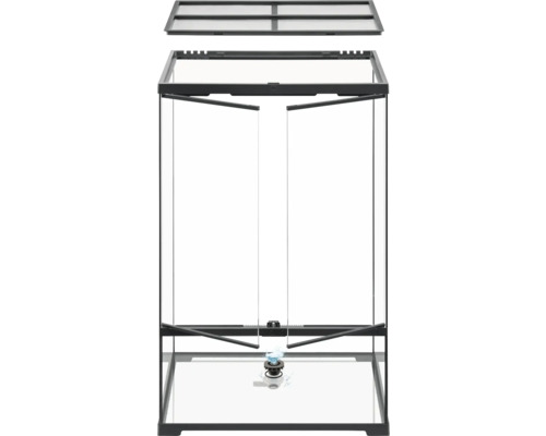 Terrarium met glazen schuifdeuren en afdekking