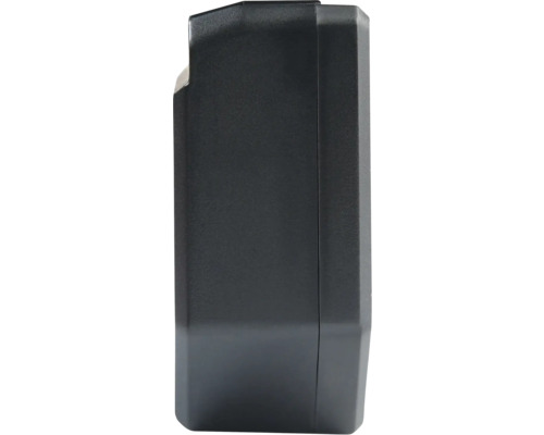 Zijaanzicht zwarte kunststof behuizing