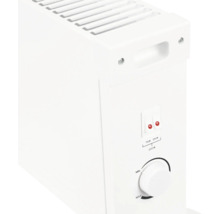 Witte elektrische radiator met schakelaars voor vermogensregeling