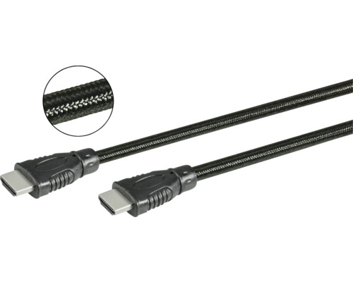 HDMI kabel met textielomhulde kabel en zwarte stekkers