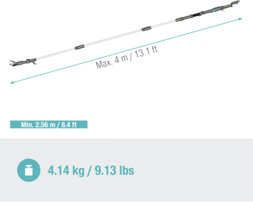Telescopische steel met een lengte van 2,56 meter tot 4 meter