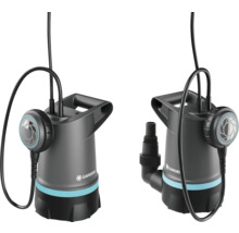 Twee Gardena vuilwaterpompen met stroomkabel en handgreep
