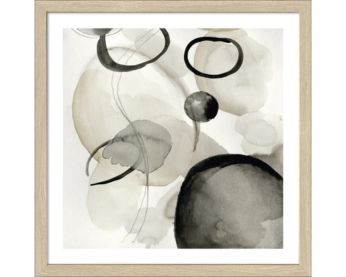 Ingelijste abstracte aquarel afbeelding met cirkels