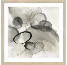 Ingelijste abstracte aquarel afbeelding met cirkels en lijnen