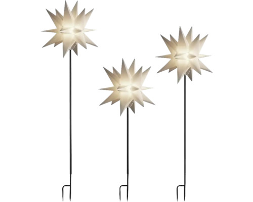 Drie stervormige tuinspots met verlichting