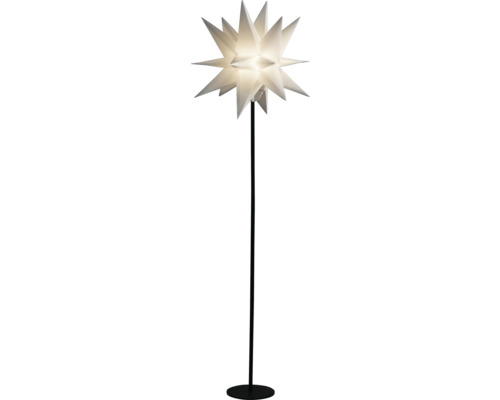 Staande lamp met stervorm van papier en metalen voet