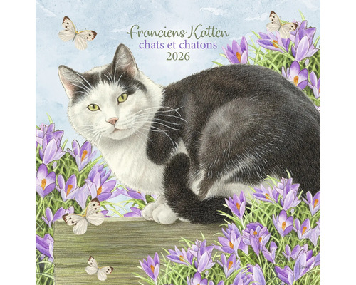 Francien Katten Kattenkalender 2026 met kat, krokussen en vlinders