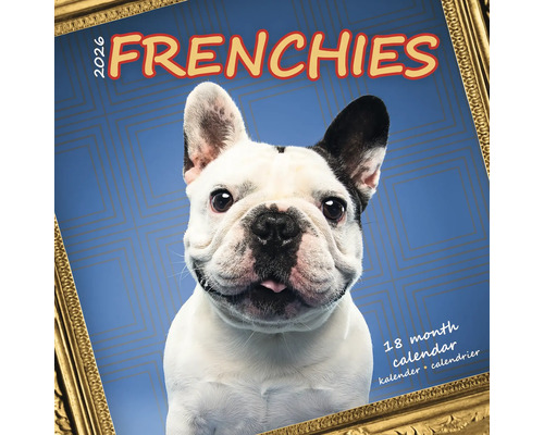Frenchies kalender voor 2026 met een afbeelding van een Franse bulldog