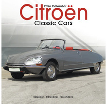 Citroën oldtimer kalender 2026 met grijze cabriolet