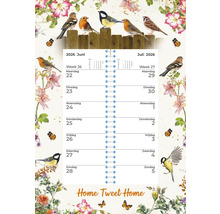 Weekkalender 2026 met vogel- en bloemmotieven