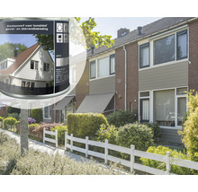 Verf voor kunststof gevel- en dakrandbekleding voor woonhuis
